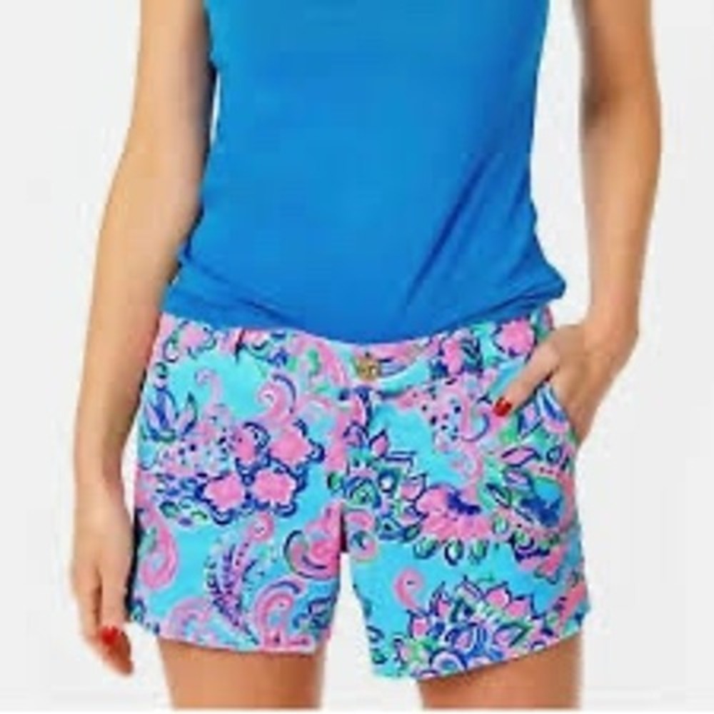 Lilly Pulitzer Callahan Shorts Blue Horizon Jungle Sunrise 2 Blue Pink Paisley
